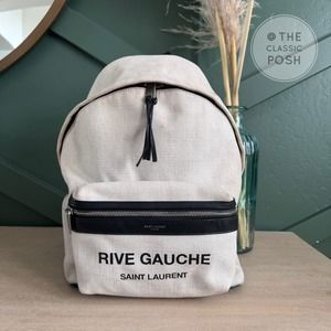 EUC SAINT LAURENT CANVAS CITY RIVE GAUCHE 2 TONE BACKPACK